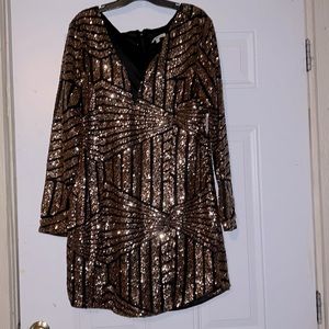 Gold and black sequins mini dress size XL